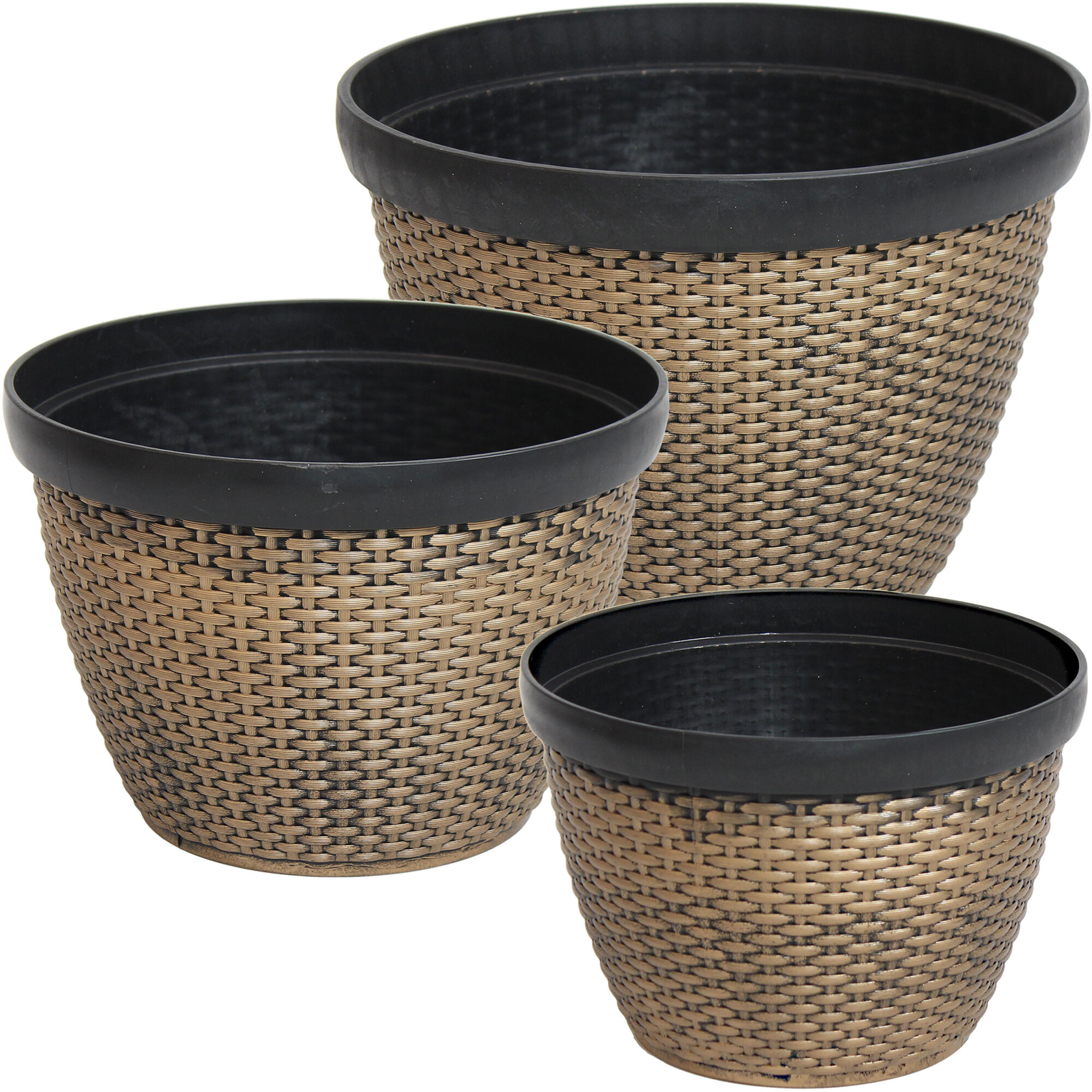 Sunnydaze Decor, Resin Faux Basketweave Outdoor Planter, Model# IEO-332
